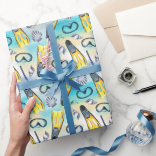Scuba Snorkel Birthday Party Blue Wrapping Paper
