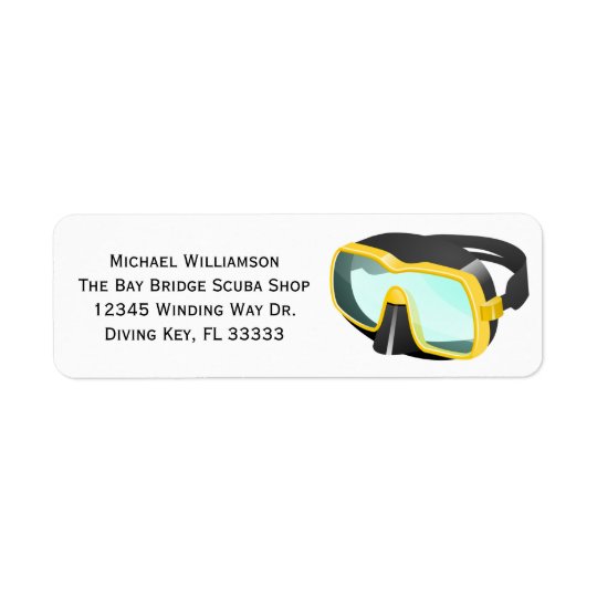 Scuba Snorkel Diving Mask Custom Name or Business Return Address Label