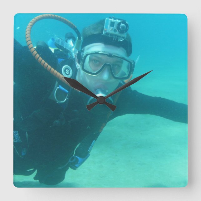 Scuba Square Wall Clock (Front)