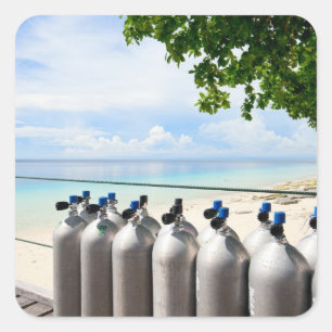 Scuba tanks square sticker
