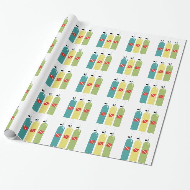 Scuba Tanks Wrapping Paper (Unrolled)
