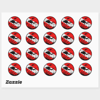 Scuba Underwater Dive Flag with Sealife Classic Round Sticker