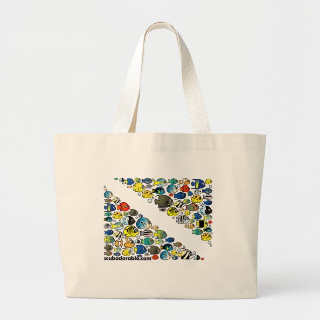 Scubadorable Diver Down Flag Large Tote Bag (Front)