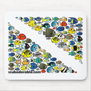 Scubadorable Diver Down Flag Mouse Pad