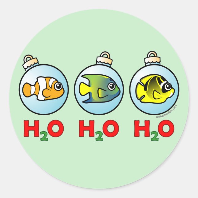 Scubadorable H2O H2O H2O Classic Round Sticker (Front)