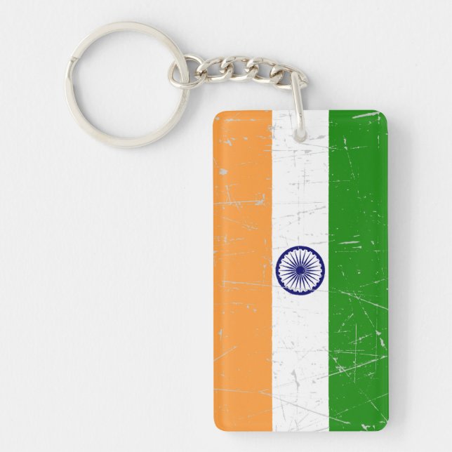 Scuffed and Scratched Indian Flag Key Ring (Front)