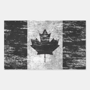Scuffed and Worn Canadian Flag, black Rectangular Sticker