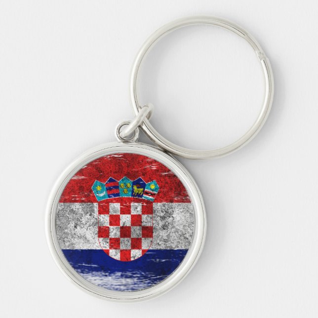 Scuffed and Worn Croatian Flag Key Ring (Front)