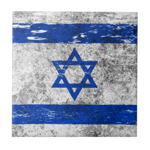 Scuffed and Worn Israeli Flag Tile