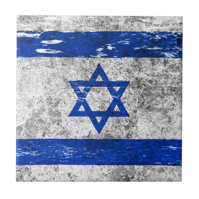 Scuffed and Worn Israeli Flag Tile (Front)