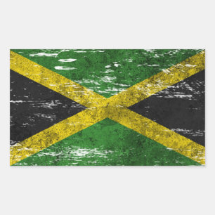 Scuffed and Worn Jamaican Flag Rectangular Sticker