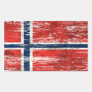 Scuffed and Worn Norwegian Flag Rectangular Sticker