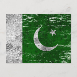 Scuffed and Worn Pakistani Flag Postcard
