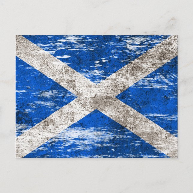 Scuffed and Worn Scottish Flag Postcard (Front)