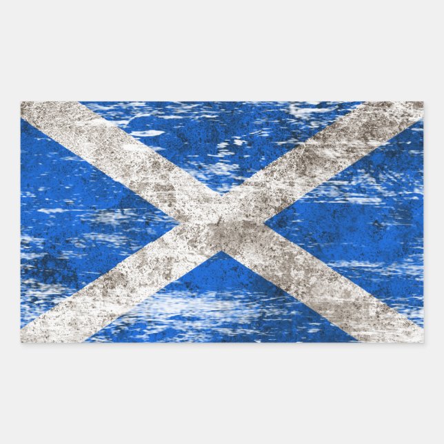 Scuffed and Worn Scottish Flag Rectangular Sticker (Front)