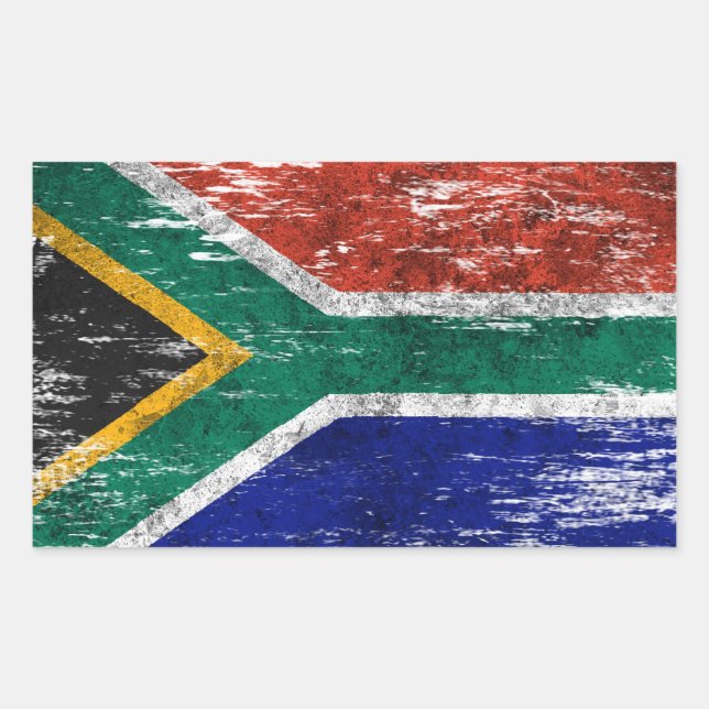 Scuffed and Worn South African Flag Rectangular Sticker (Front)