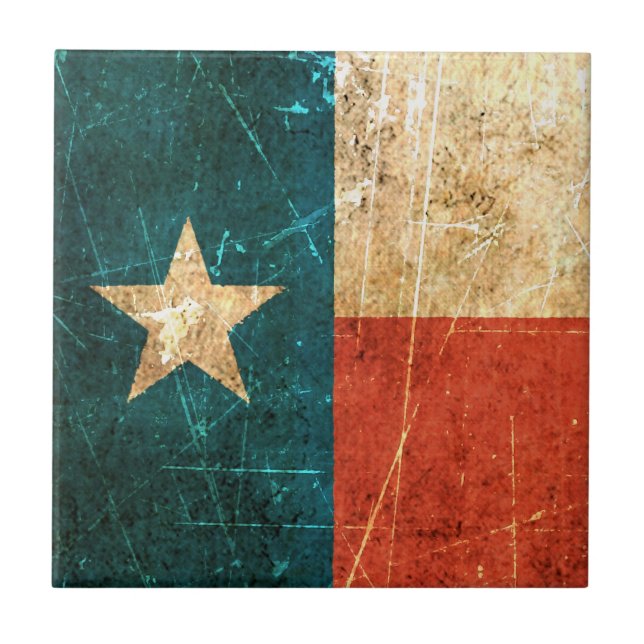 Scuffed and Worn Texas Flag Ceramic Tile (Front)