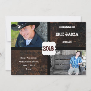 Scuffed Leather Look Photo Graduation Announcement