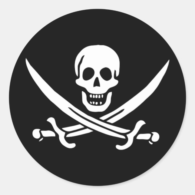 Scull and Crossed Swords Classic Round Sticker (Front)