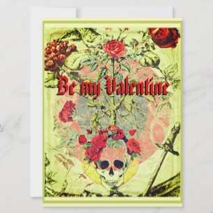 Scull and Rose Bush Poster Holiday Card