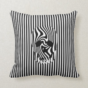 Scull and Stripes, Op Art Cushion