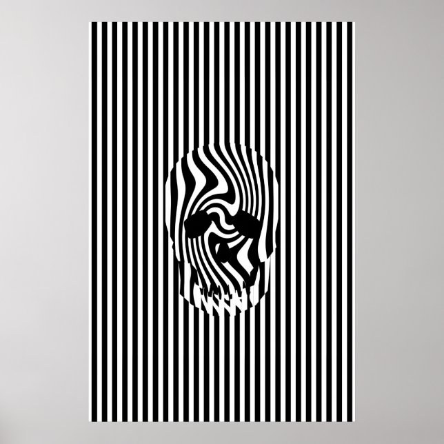 Scull and Stripes, Op Art Poster (Front)