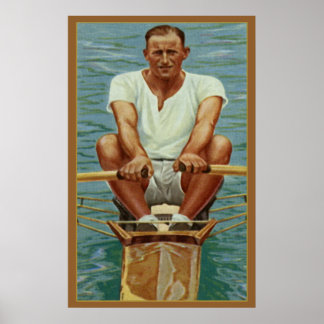 Sculling Rowers Rowing Vintage Sports Mens Athlete Poster