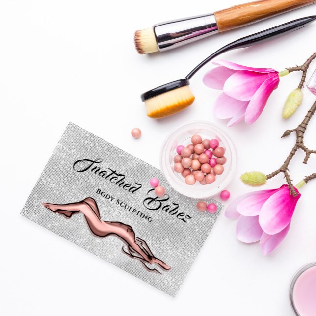 Sculpt Your Brand with Body Sculpting Beauty Care Business Card (Body Sculpting Beauty Logo Massage Silver Rose Business Card)