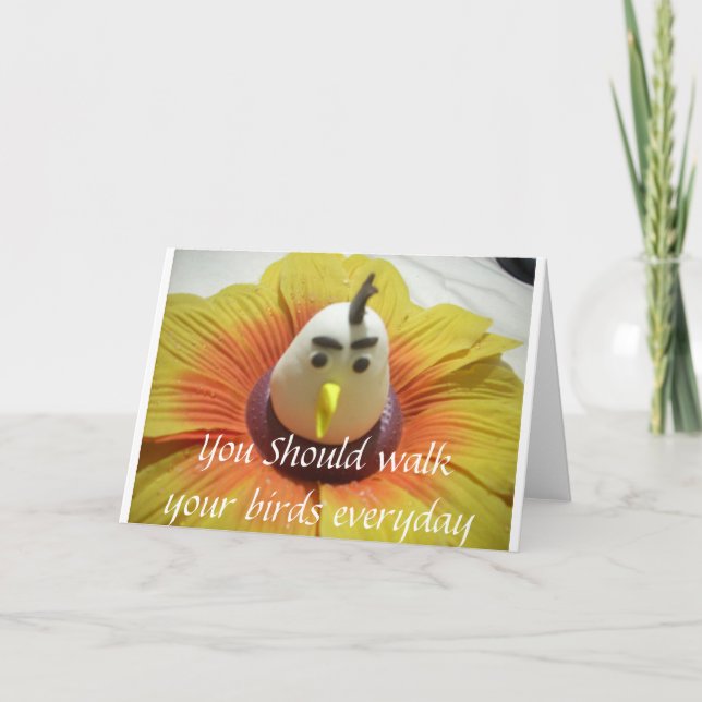 Sculpted Bird in Sunflower Art Print Card (Front)