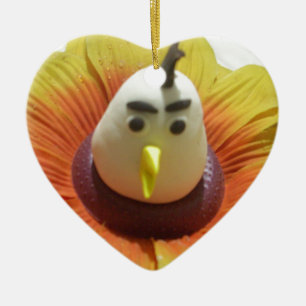 Sculpted Bird in Sunflower Art Print Ceramic Tree Decoration