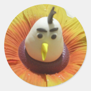 Sculpted Bird in Sunflower Art Print Classic Round Sticker
