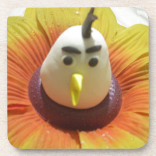 Sculpted Bird in Sunflower Art Print Coaster