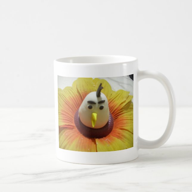 Sculpted Bird in Sunflower Art Print Coffee Mug (Right)