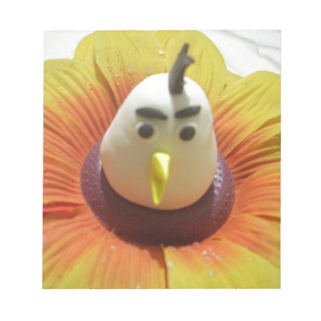 Sculpted Bird in Sunflower Art Print Notepad (Front)