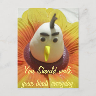 Sculpted Bird in Sunflower Art Print Postcard