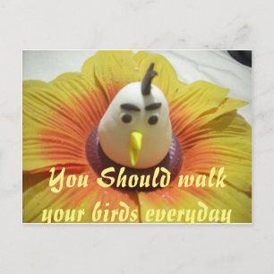 Sculpted Bird in Sunflower Art Print Postcard