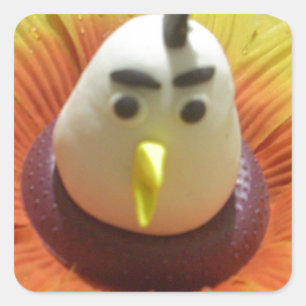 Sculpted Bird in Sunflower Art Print Square Sticker
