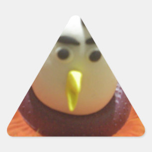 Sculpted Bird in Sunflower Art Print Triangle Sticker