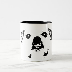 Sculpted bulldog front view Two-Tone coffee mug