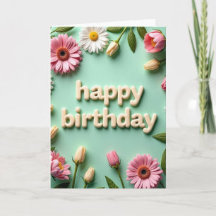 Sculpted Cream Birthday Card