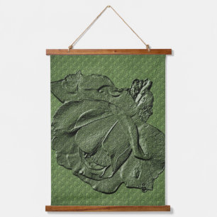 Sculpted Effect Green Rosebud Floral Art Hanging Tapestry