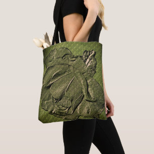 Sculpted Effect Green Rosebud Floral Art  Tote Bag