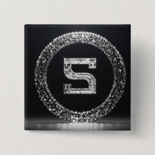 "Sculpted Elegance: S-Inspired Design Button" 15 Cm Square Badge
