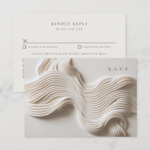 sculpted flowing ivory wedding meal choices RSVP Card