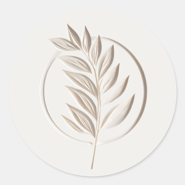 sculpted letterpress twig classic round sticker (Front)