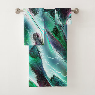 Sculpted rough digital waterfalls and rainforests? bath towel set