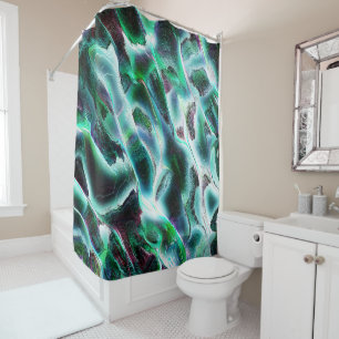 Sculpted rough digital waterfalls and rainforests? shower curtain