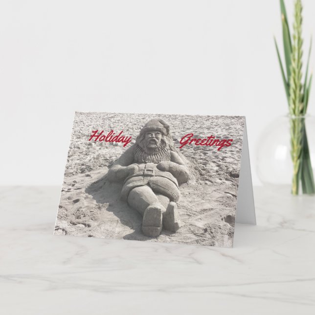 Sculpted Sand Santa Claus Christmas Holiday Card (Front)