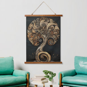 Sculpted Spiral Fibonacci Tree Hanging Tapestry