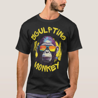 Sculpting Monkey Artist Creative Clay Modeling Pri T-Shirt